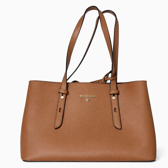 Michael Kors Handbags - Michael Kors Tan Saffiano Leather Tote Bag – Gold Hardware